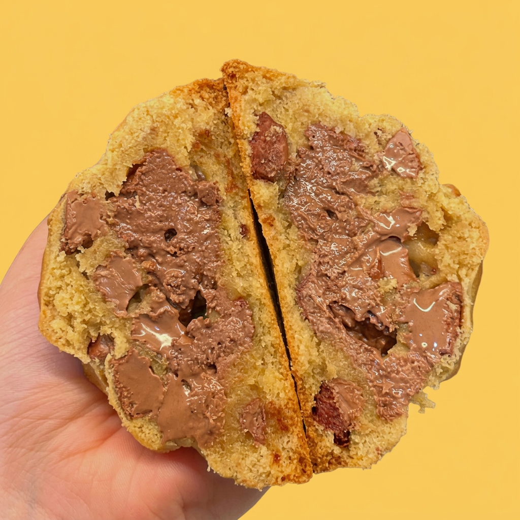 Butter Club double stuffed Milo Tim Tam limited edition cookie held in a hand